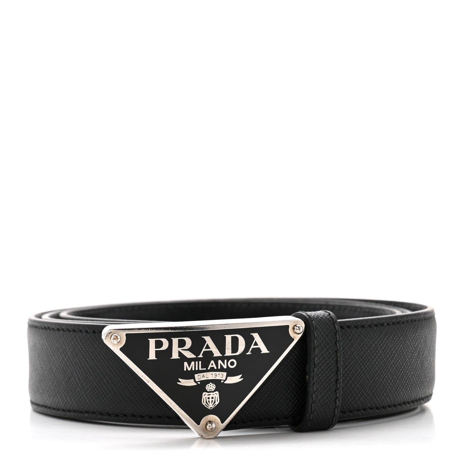 Prada Saffiano Triangle Belt 100 40 Black 1868048 – FASHIONPHILE