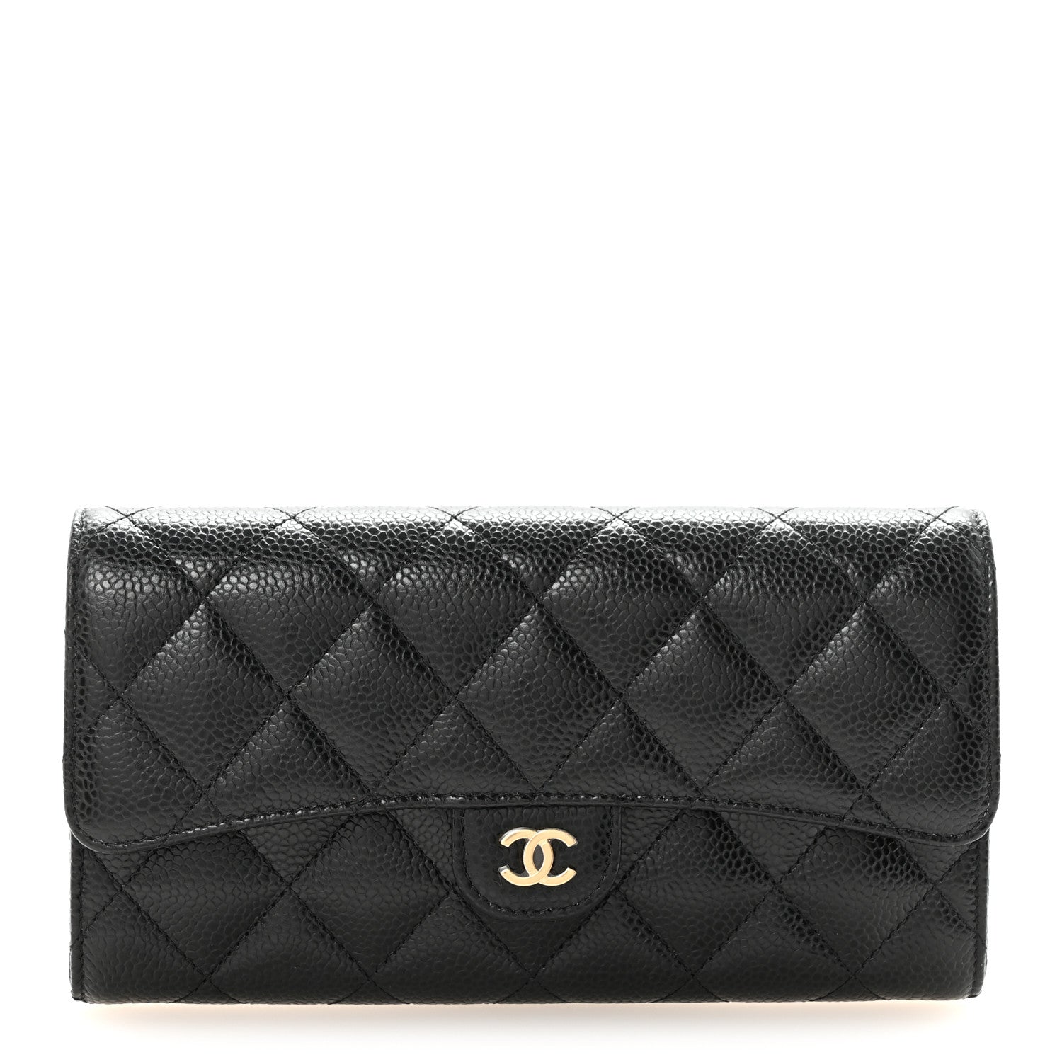 Chanel Caviar Quilted Large Gusset Flap Wallet Black 1 of 9
