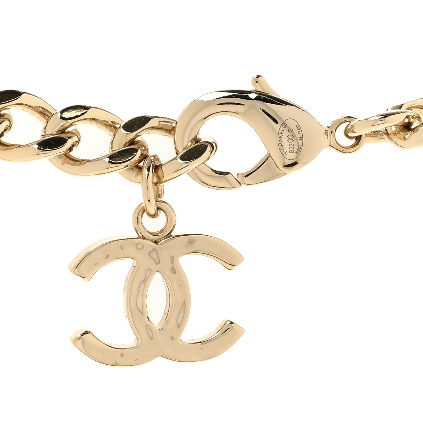 Pearl Crystal CC Chain Choker Necklace Gold