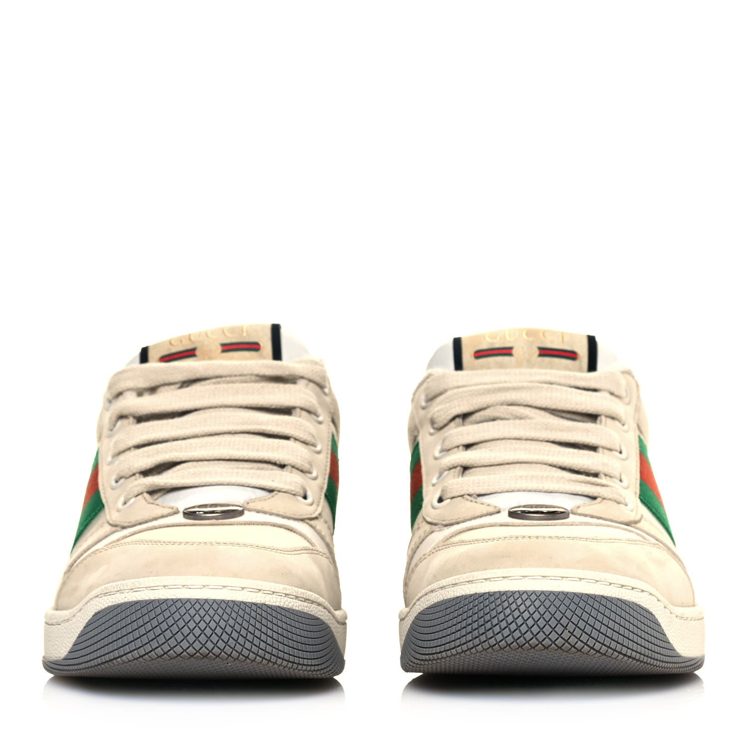 Gucci Nylon Nubuck Web Womens Screener Sneakers 37.5 Mystic White Dusty Milk 2 of 10