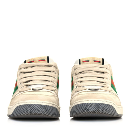 Gucci Nylon Nubuck Web Womens Screener Sneakers 37.5 Mystic White Dusty Milk 2 of 10
