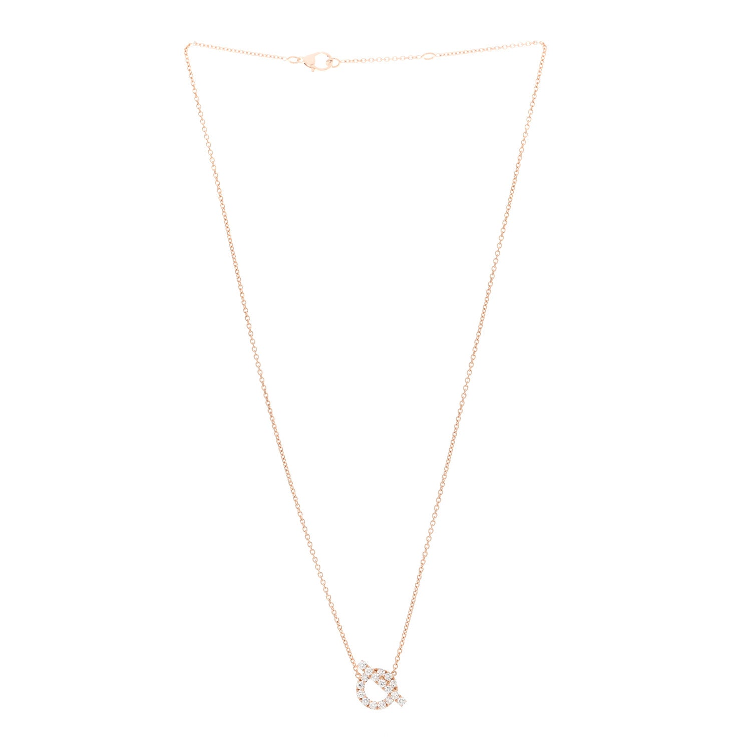 Hermes 18K Rose Gold Diamond Finesse Pendant Necklace 2 of 4