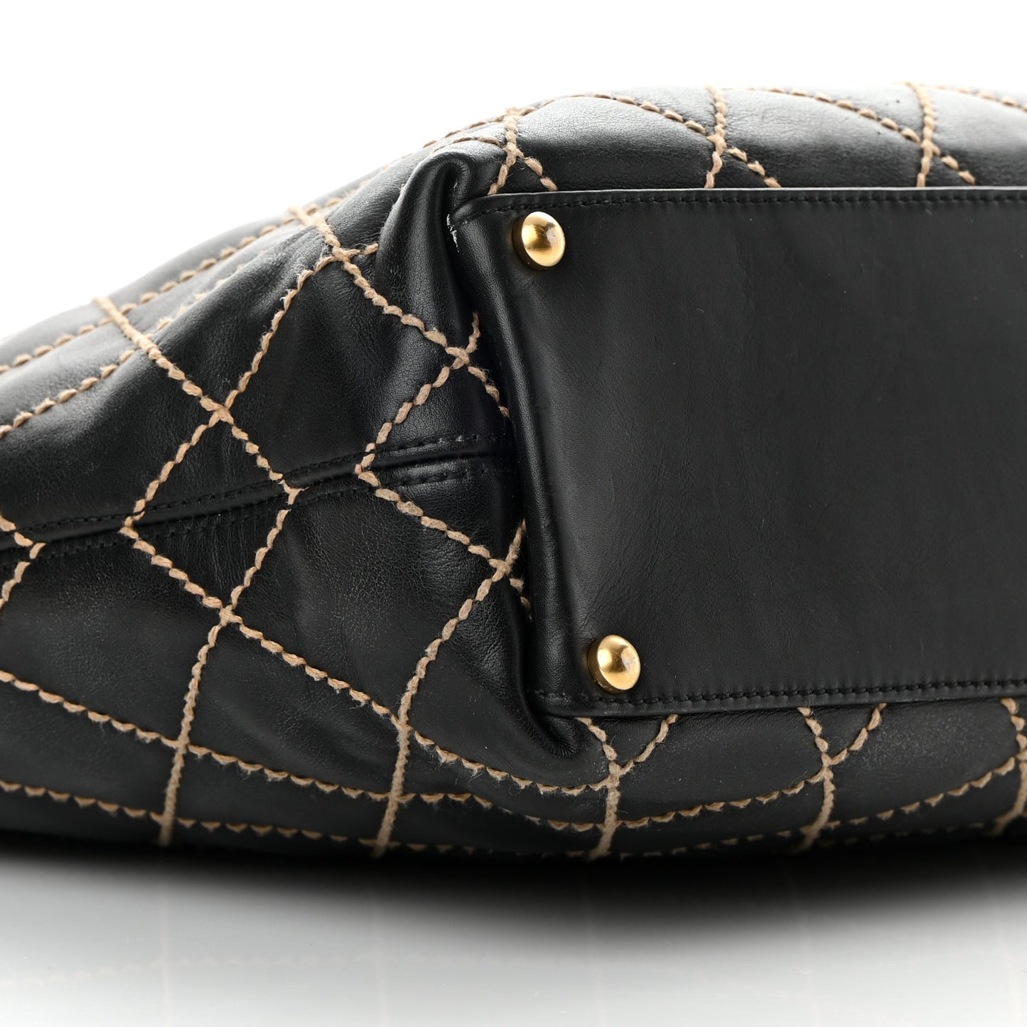 Calfskin Wild Stitch Large Tote Black