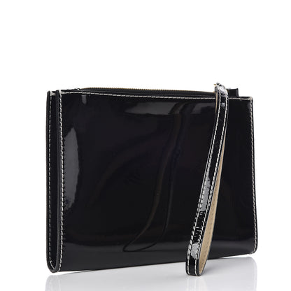 Stella McCartney Patent Faux Leather Perforated Logo Pouch Black 3 of 9
