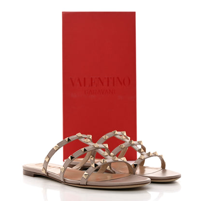 Valentino Garavani Nappa Rockstud Caged Flat Slide Sandals 40 Poudre 9 of 9