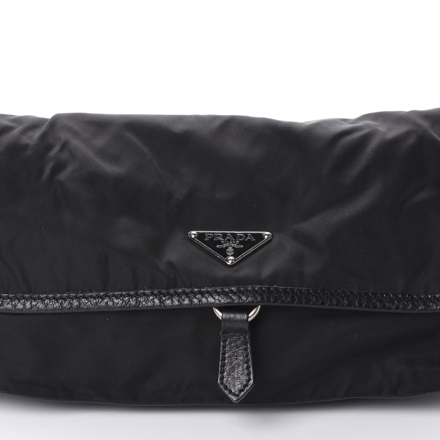 Prada Nylon Vitello Daino Shoulder Bag Black 8 of 9