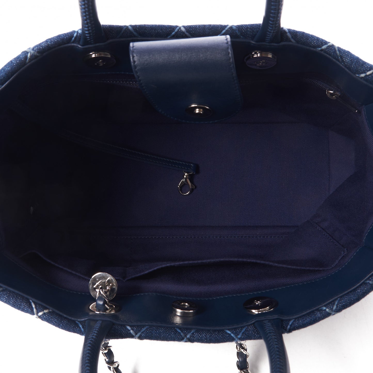 Denim Quilted Medium Coco Handle Shopping Tote Blue
