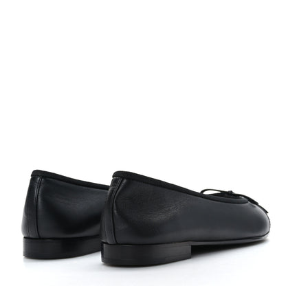 Chanel Lambskin Patent CC Cap Toe Ballerina Flats 36.5 Black 4 of 8