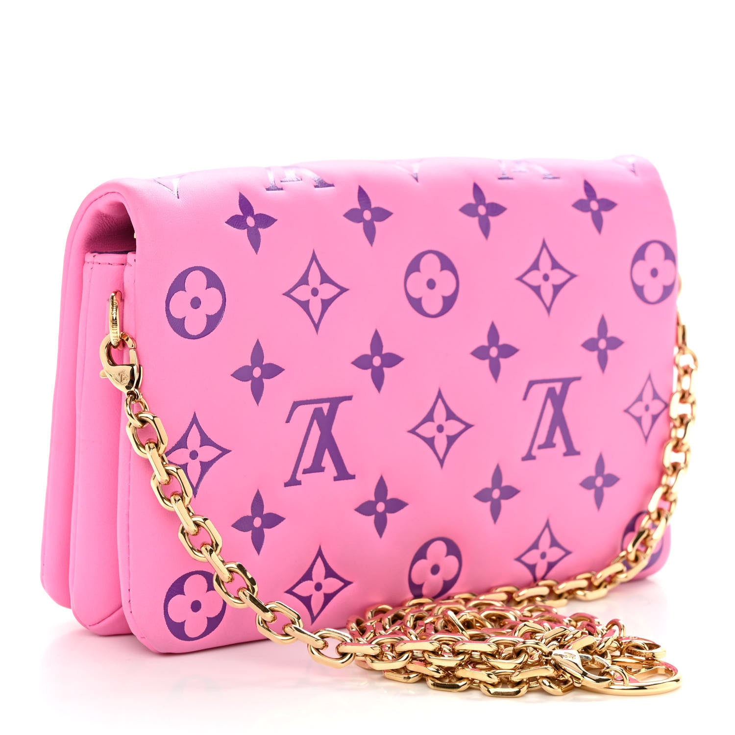 Louis Vuitton Lambskin Embossed Monogram Vuittamins Pochette Coussin Rose Violet 3 of 13