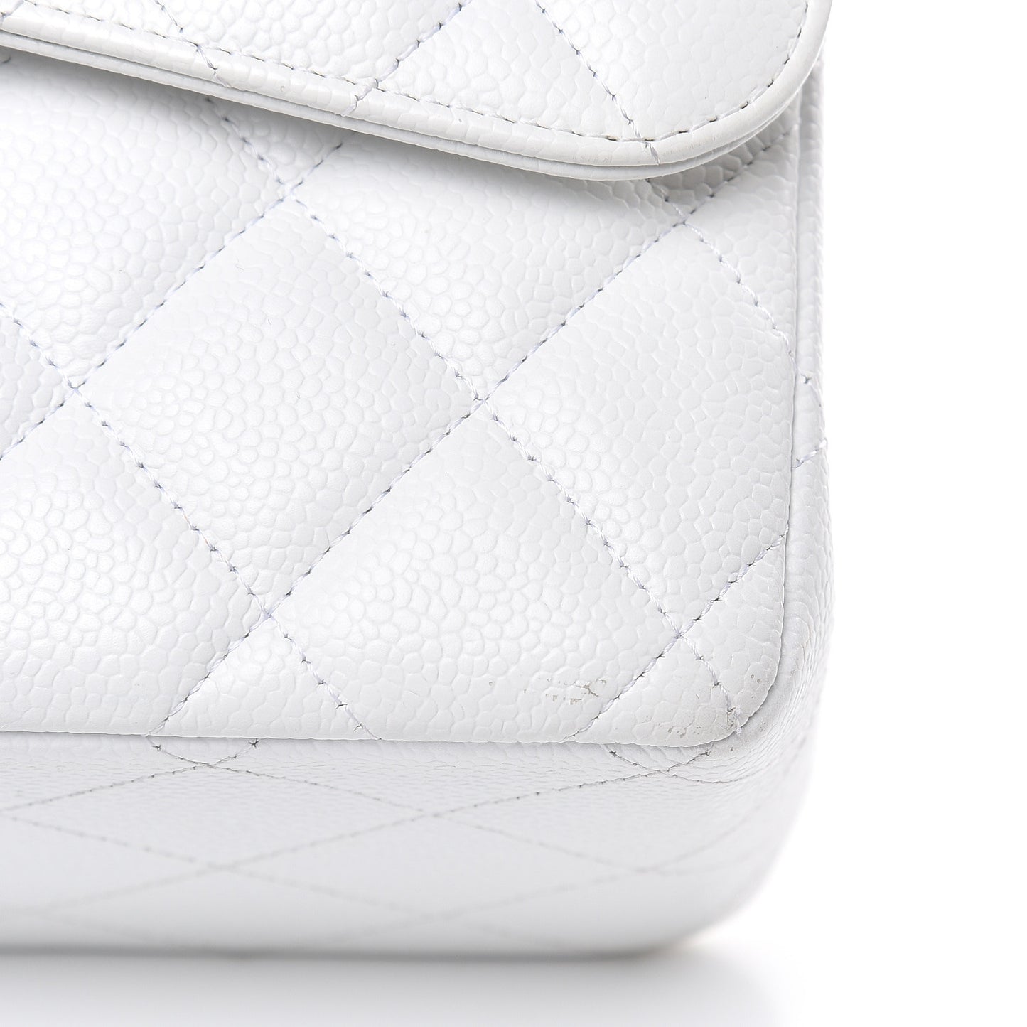 Caviar Quilted Jumbo Double Flap White