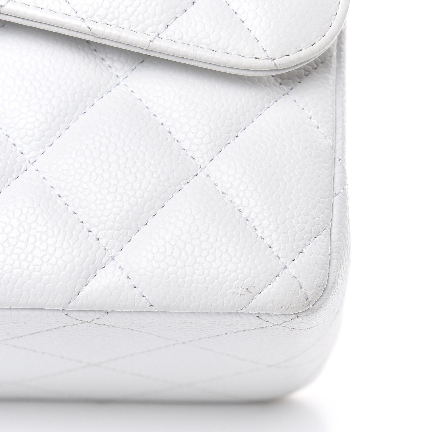 Chanel Caviar Quilted Jumbo Double Flap White 10 of 16