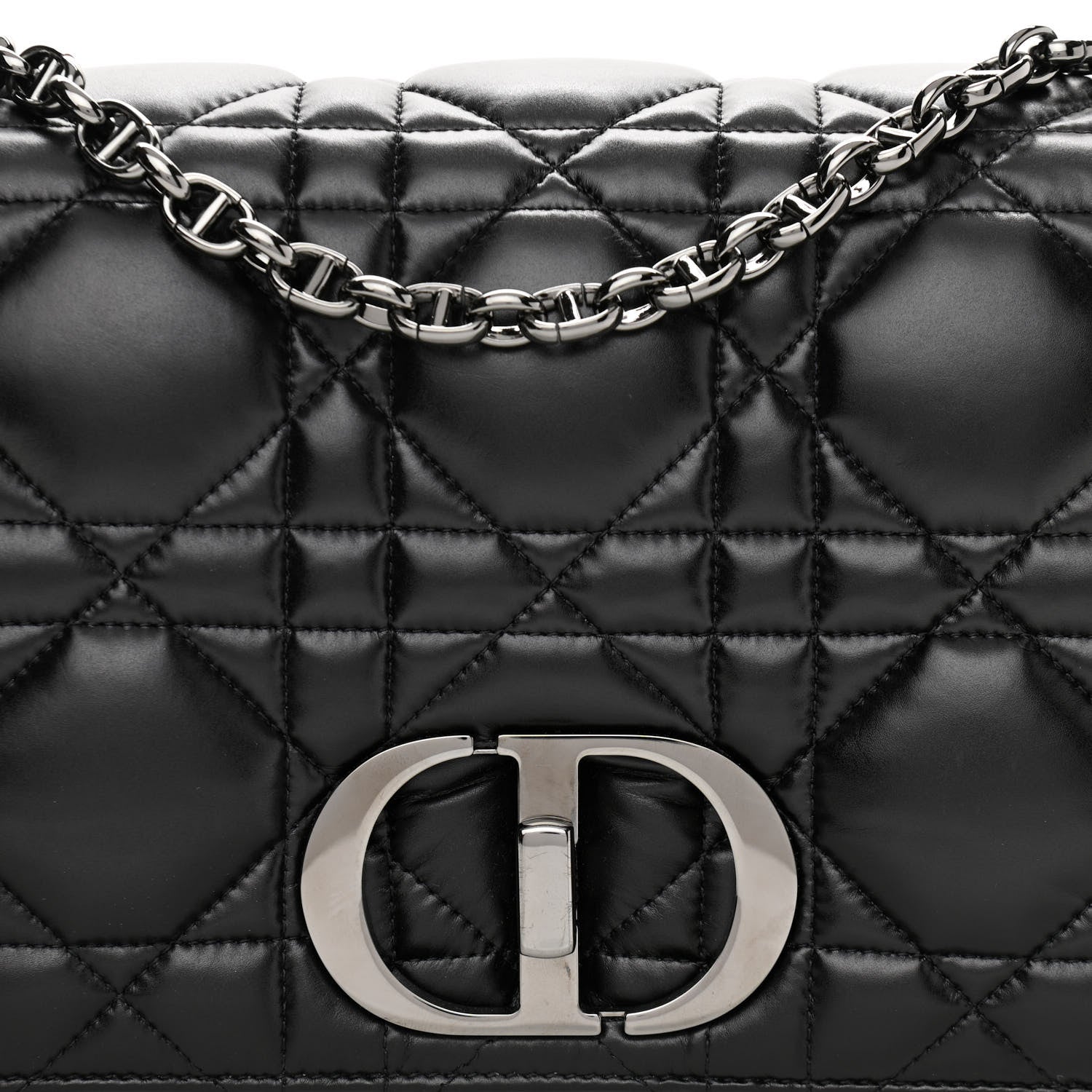 Christian Dior Calfskin Macrocannage Large Caro Bag Black 8 of 11