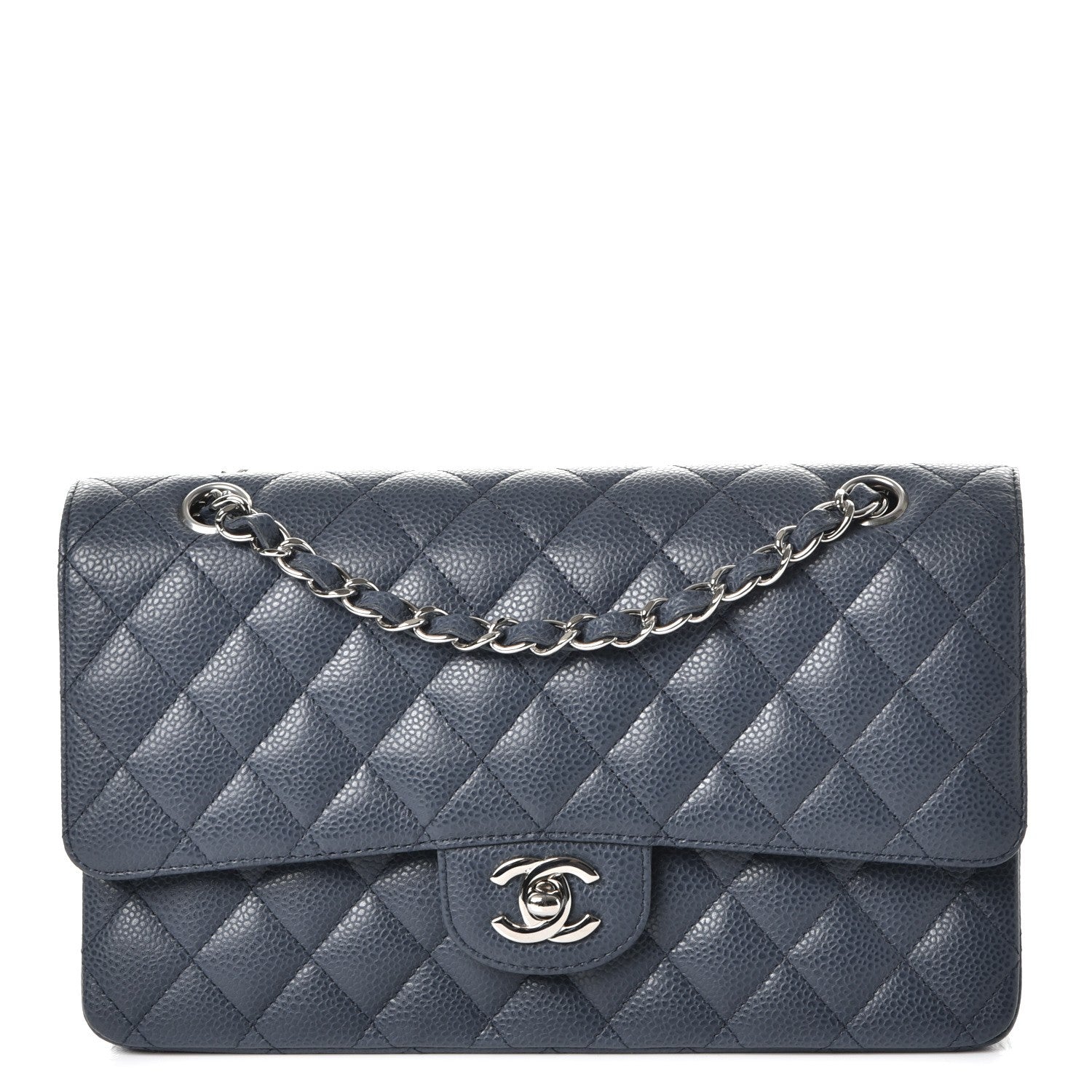 Chanel Caviar Quilted Medium Double Flap Blue 1 of 8
