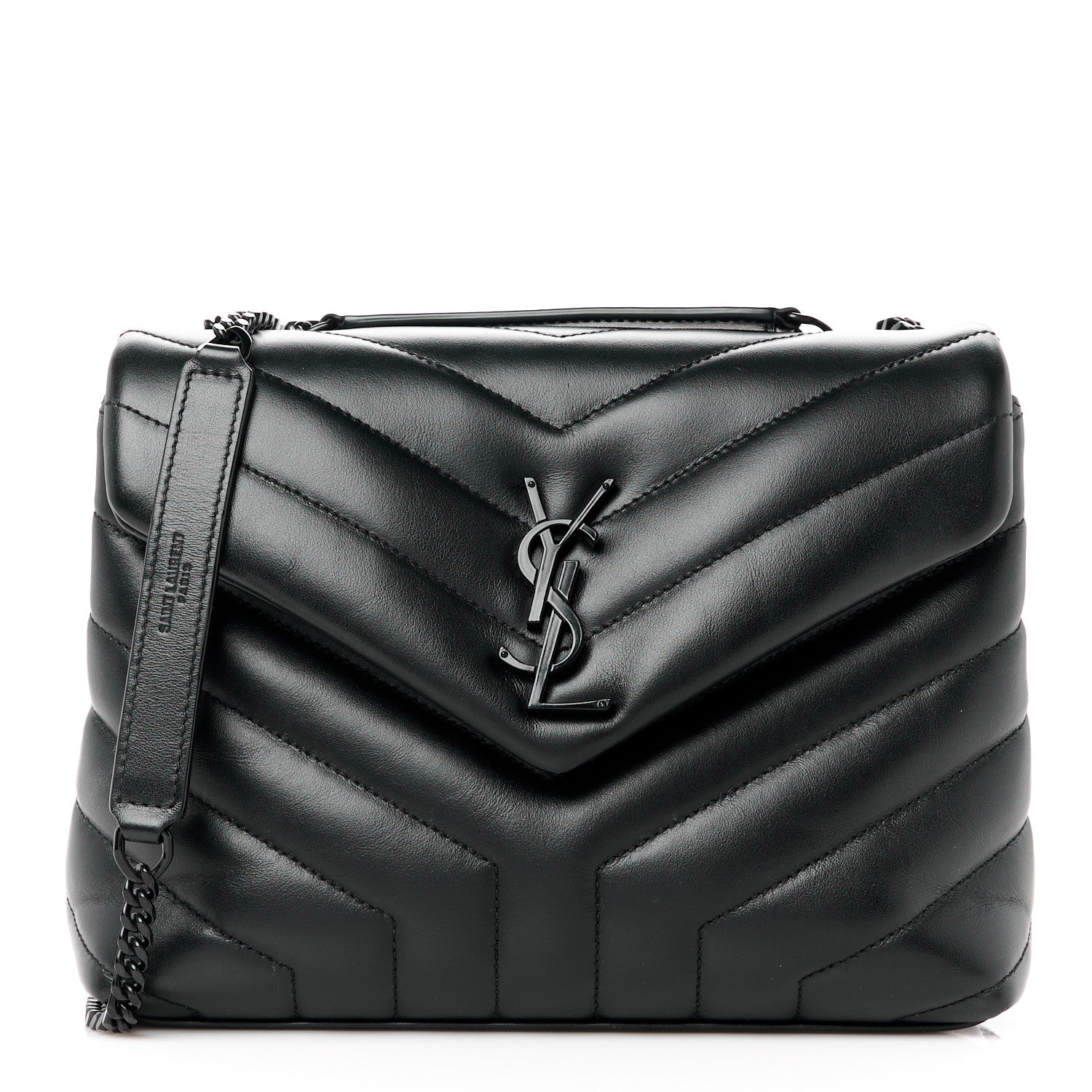 Saint Laurent Calfskin Y Quilted Monogram Monochrome Small Loulou Chain Satchel Black 1 of 12