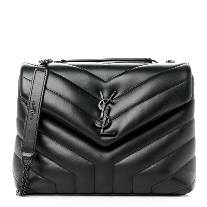 Saint Laurent Calfskin Y Quilted Monogram Monochrome Small Loulou Chain Satchel Black 1 of 12
