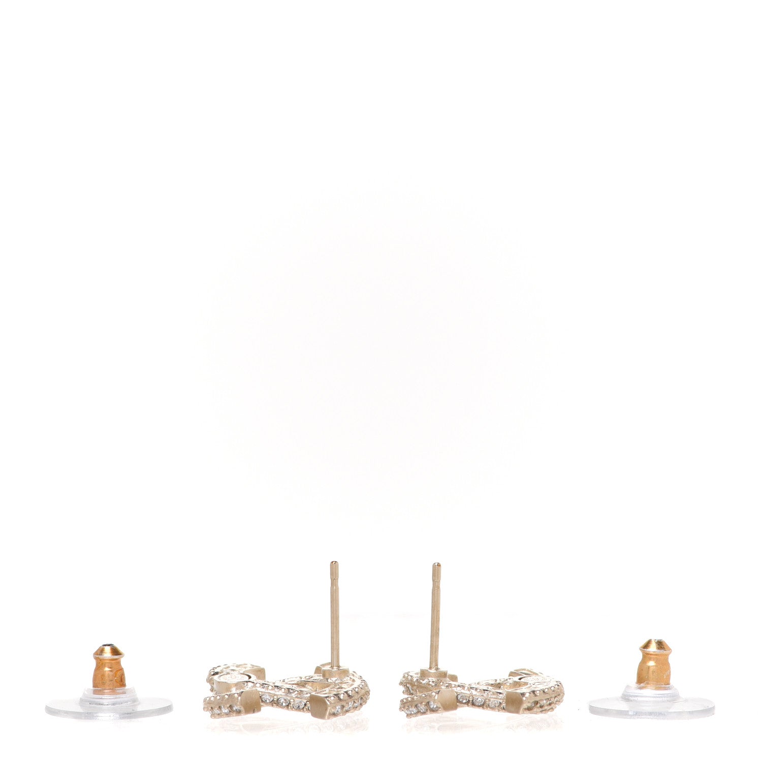 Chanel Crystal Timeless CC Earrings Light Gold 3 of 5