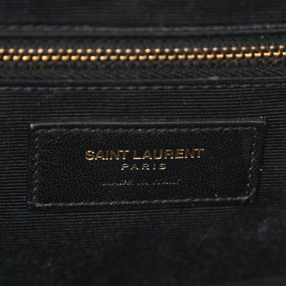 Saint Laurent Grain De Poudre Matelasse Chevron Large Monogram Satchel Black 6 of 11