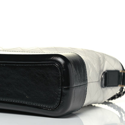 Chanel Aged Calfskin Quilted Large Gabrielle Hobo White Black 6 of 9