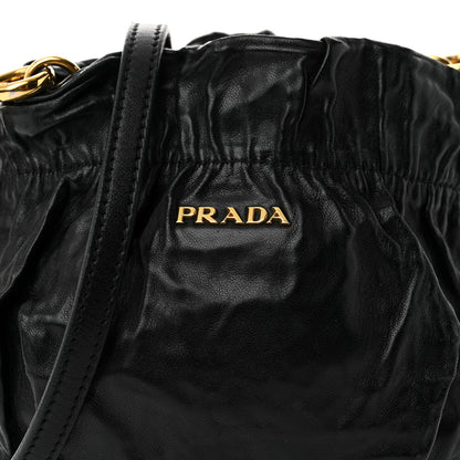 Prada Nappa Logo Mini Drawstring Bucket Bag Black 9 of 11