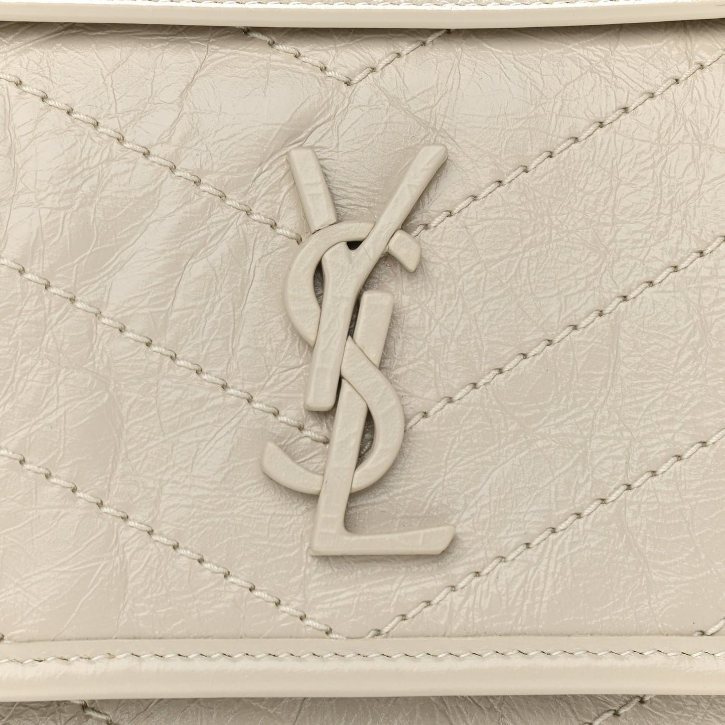Crinkled Calfskin Matelasse Monogram Baby Niki Chain Satchel Ivory