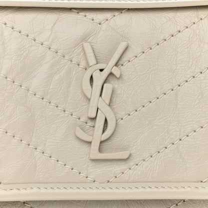 Saint Laurent Crinkled Calfskin Matelasse Monogram Baby Niki Chain Satchel Ivory 7 of 9