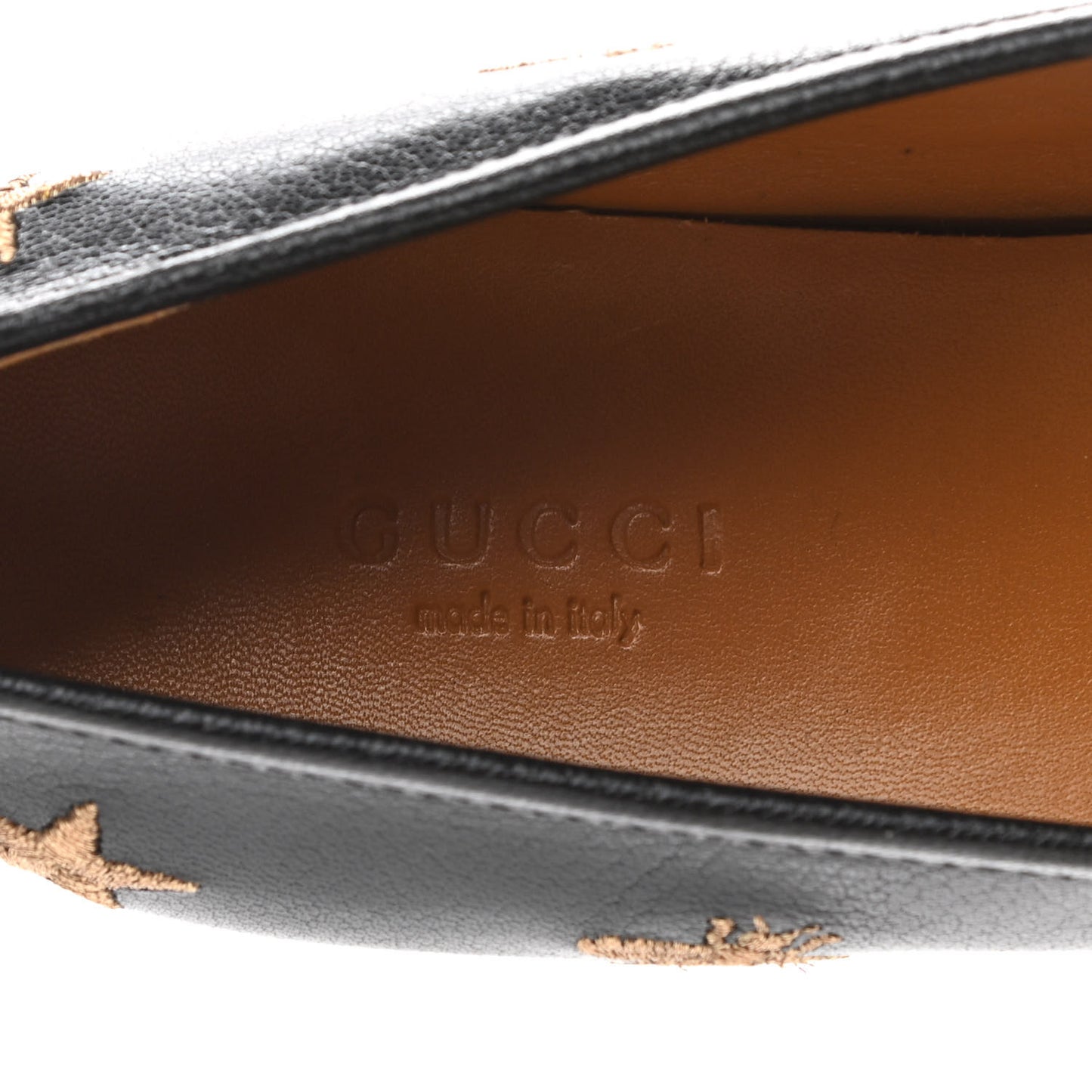 Goatskin Bee Star Embroidered Womens Jordaan Loafers 37 Black