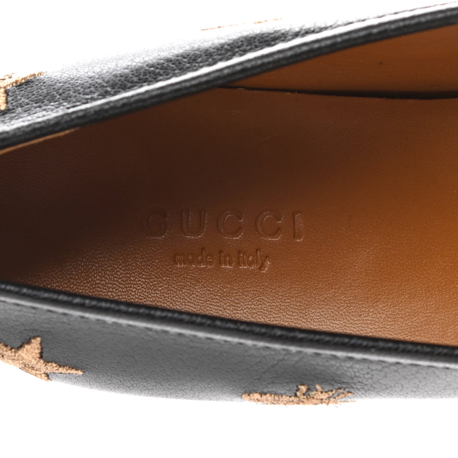 Gucci Goatskin Bee Star Embroidered Womens Jordaan Loafers 37 Black 7 of 9