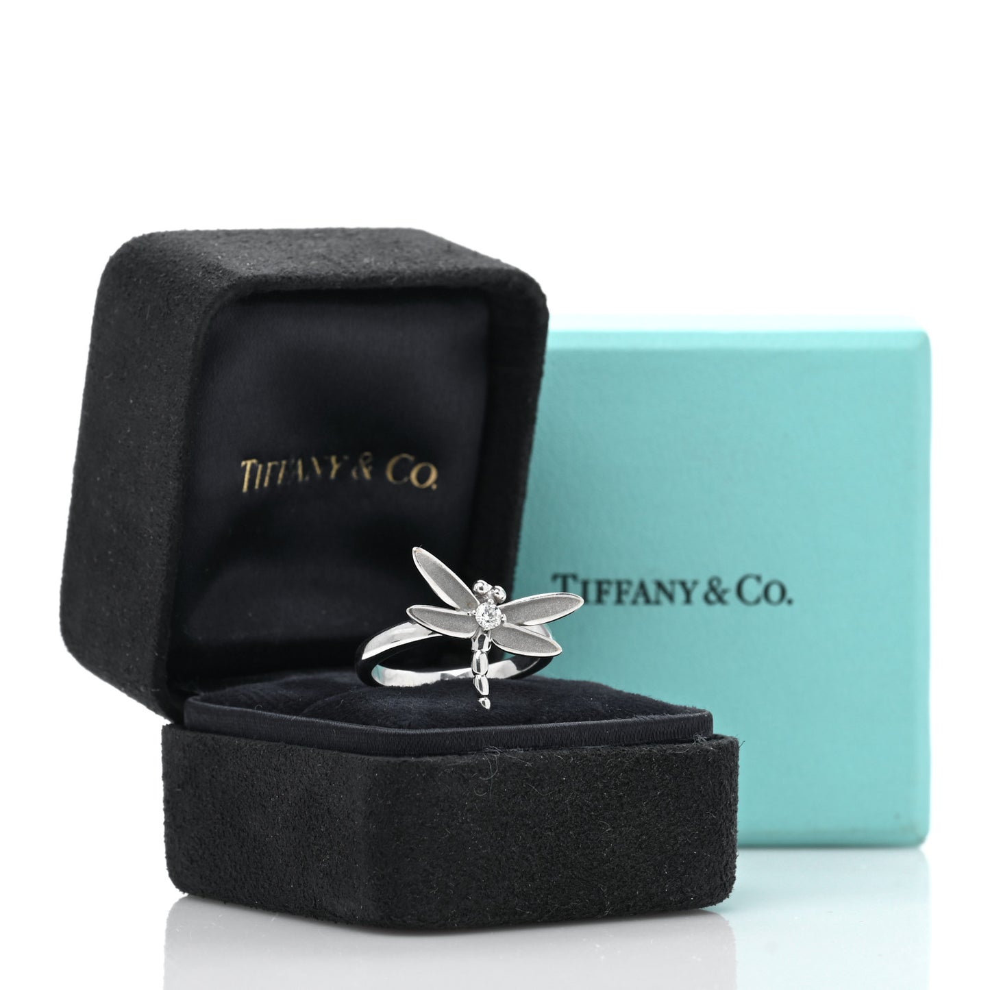 18K White Gold Diamond Dragonfly Ring 54 6.75
