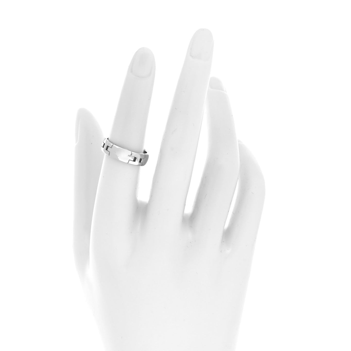 18K White Gold Hercules H Ring 52 6