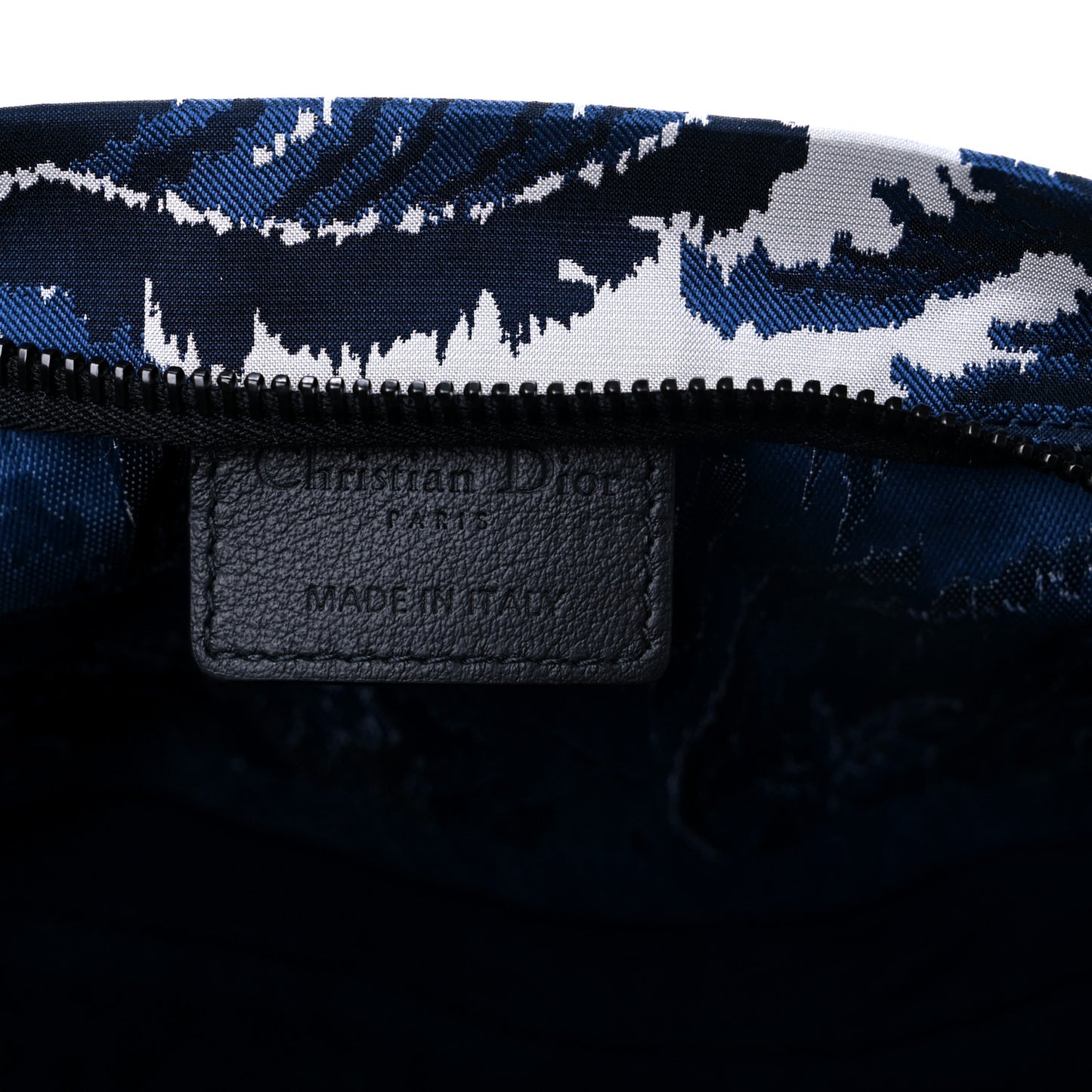 Embroidered Palm Tree Toile De Jouy Diortravel Zipped Pouch Blue