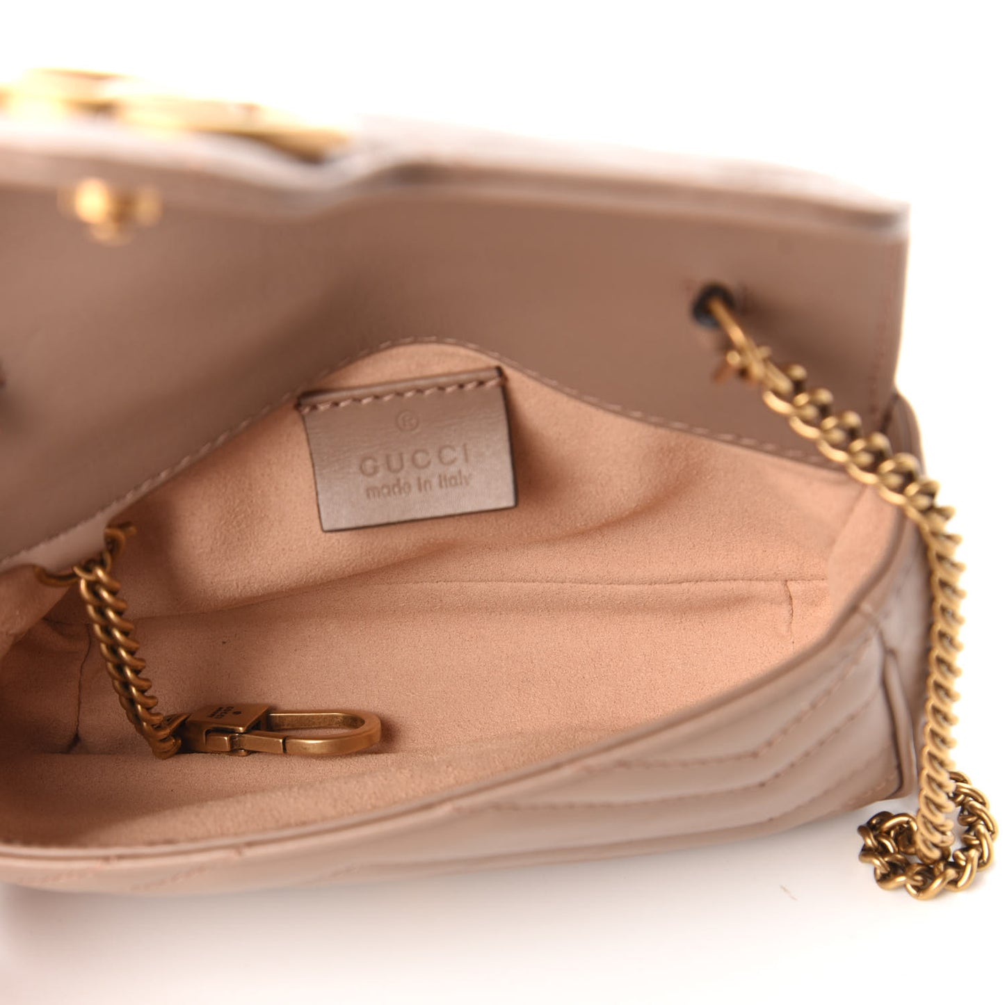 Calfskin Matelasse Super Mini GG Marmont Shoulder Bag Porcelain Rose