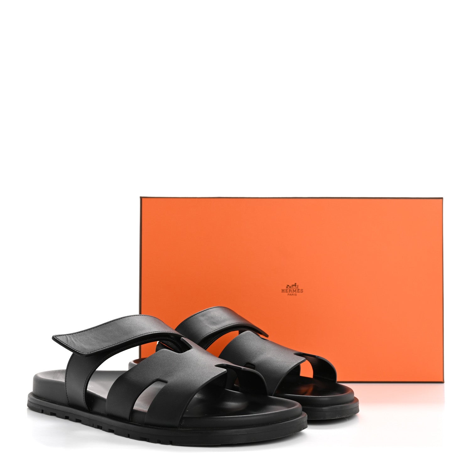 Hermes Calfskin Mens Chypre Sandals 43 Black 10 of 10