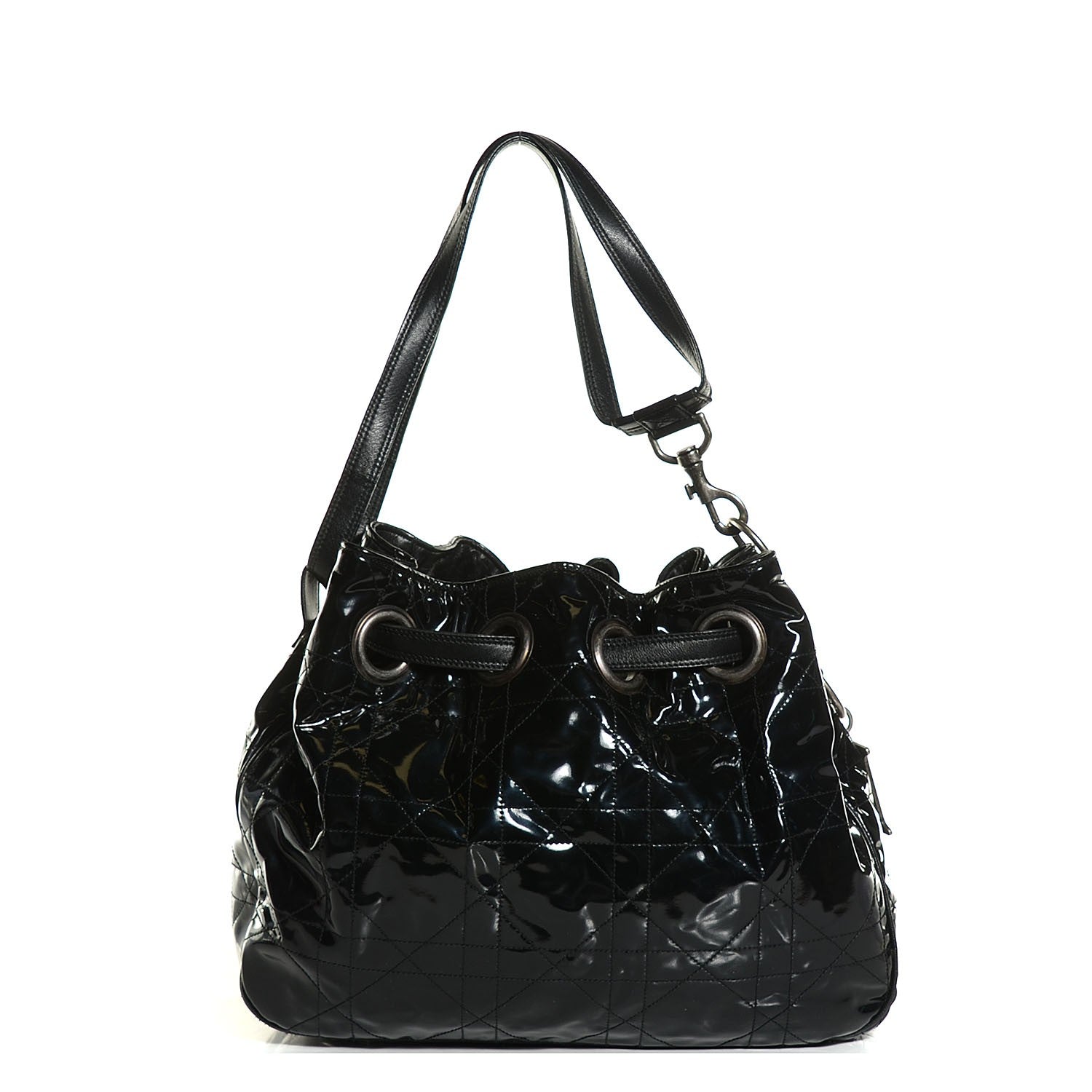 Christian Dior Vinyl Cannage Drawstring Tote Black 1 of 7