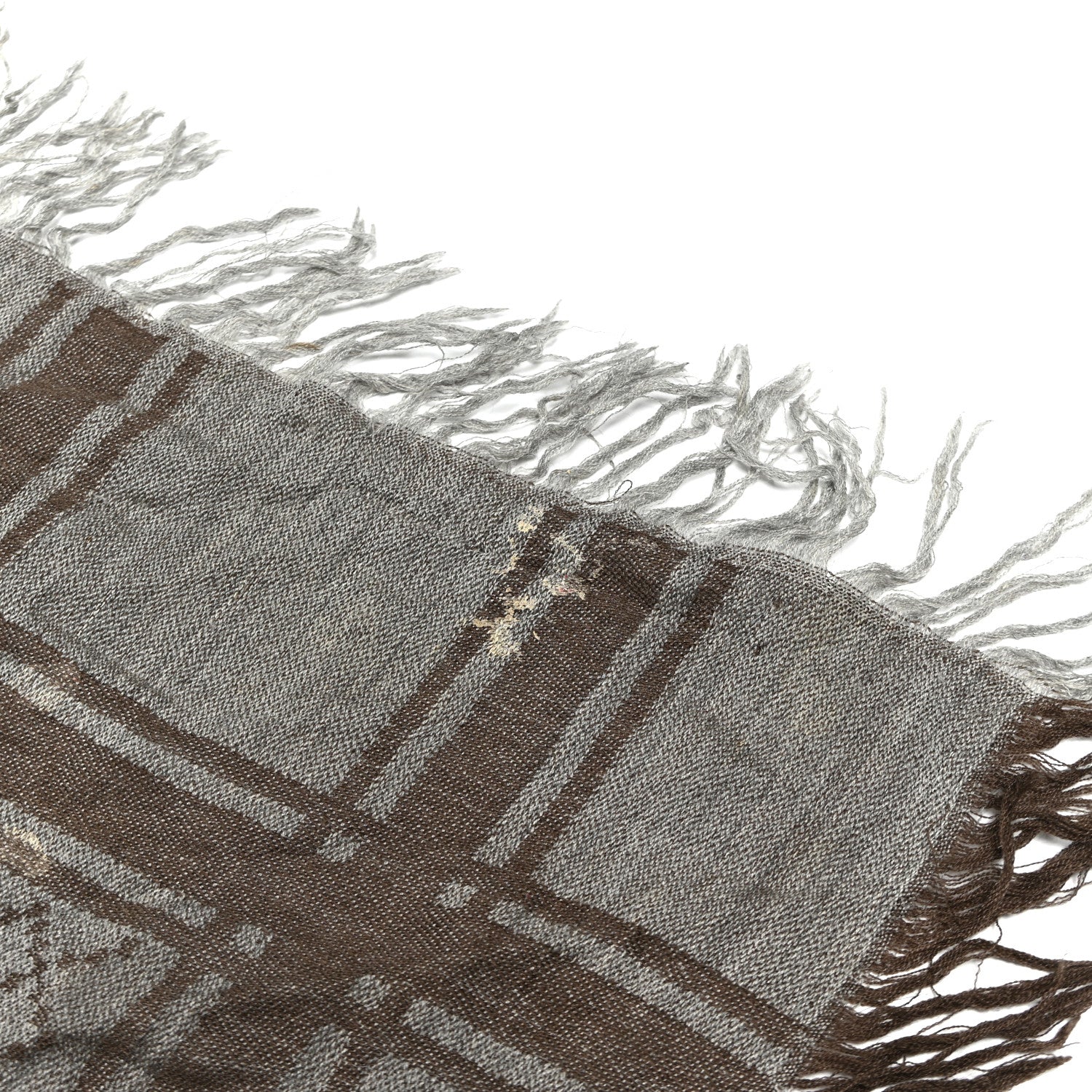 Gucci Wool Silk Fox Fur Monogram Shawl Scarf Brown 5 of 6