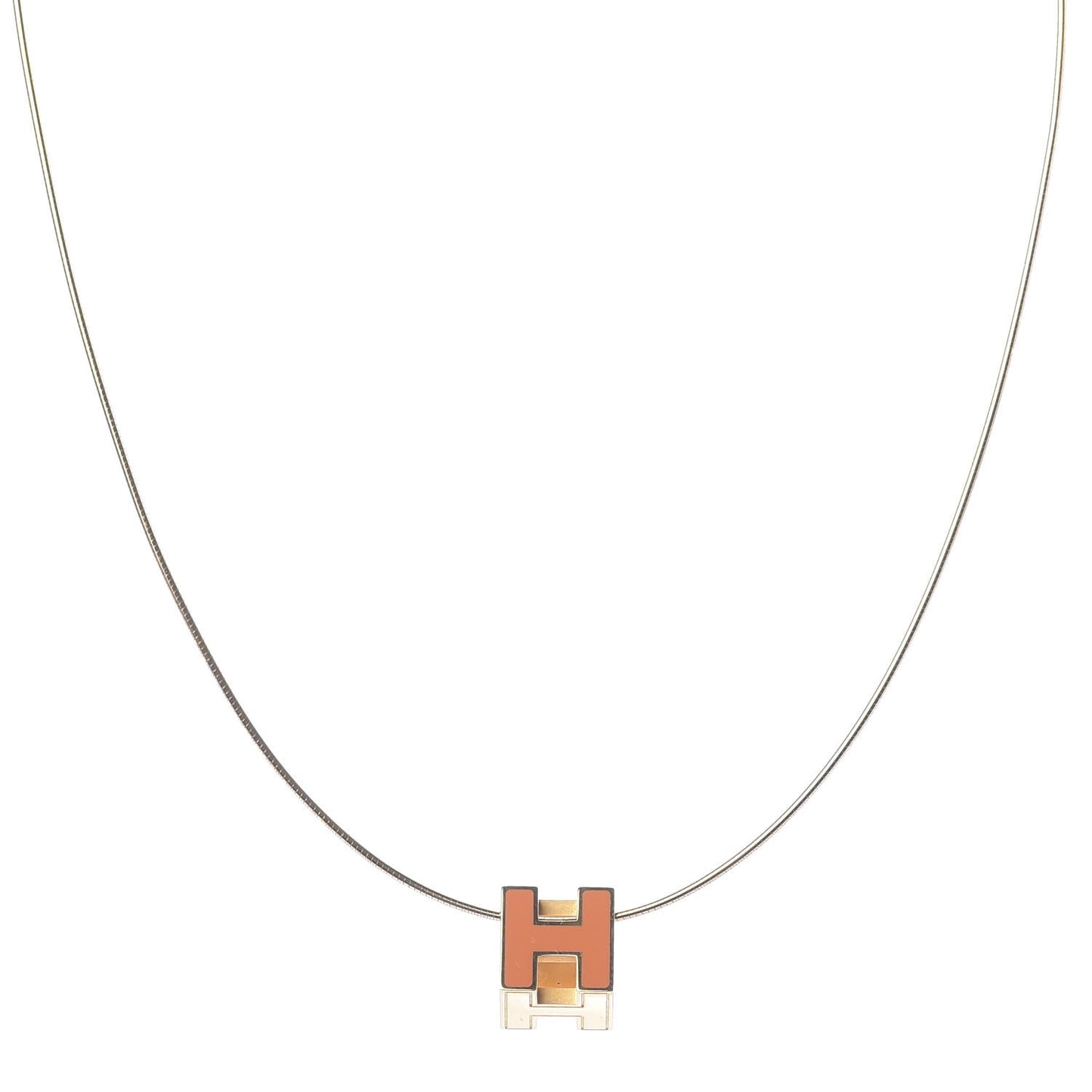 Gold Cage d'H Pendant Necklace Orange