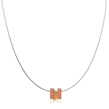Hermes Gold Cage d'H Pendant Necklace Orange 1 of 5