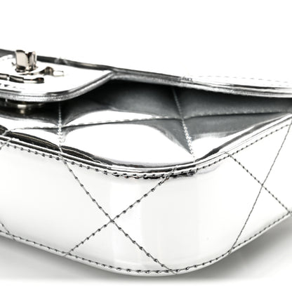 Chanel Mirror Calfskin Small Top Handle Clutch With Chain Silver 10 of 11