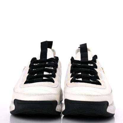 Chanel Velvet Calfskin Mixed Fibers CC Sneakers 39.5 Ivory Black 2 of 14