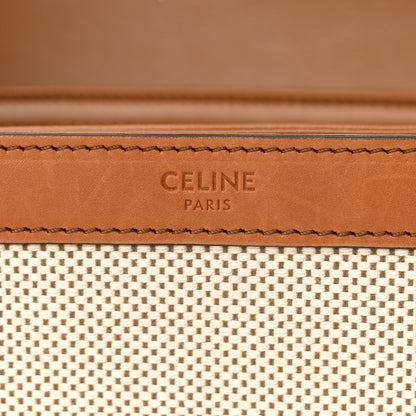 Celine Textile Natural Calfskin Medium Triomphe Bag White Tan 6 of 12
