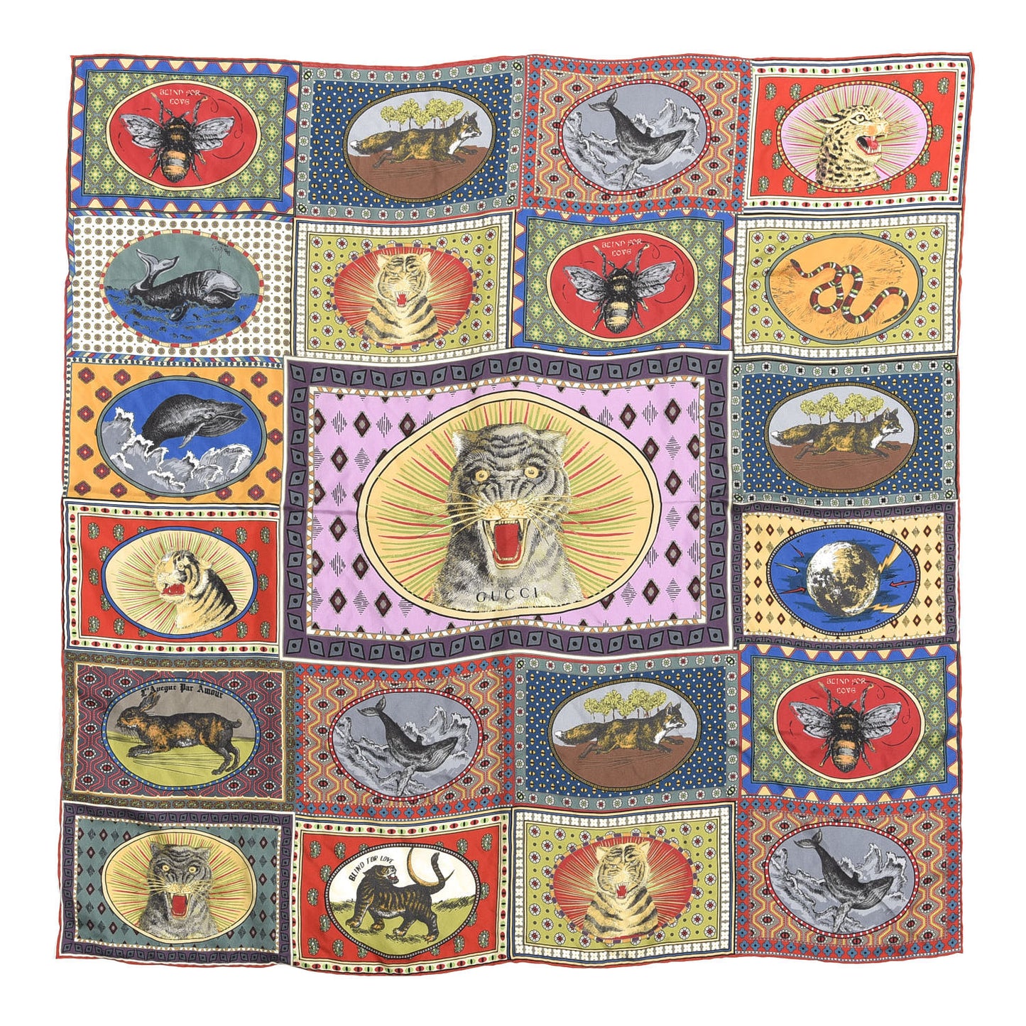 Silk Tiger Cards Place Scarf Multicolor
