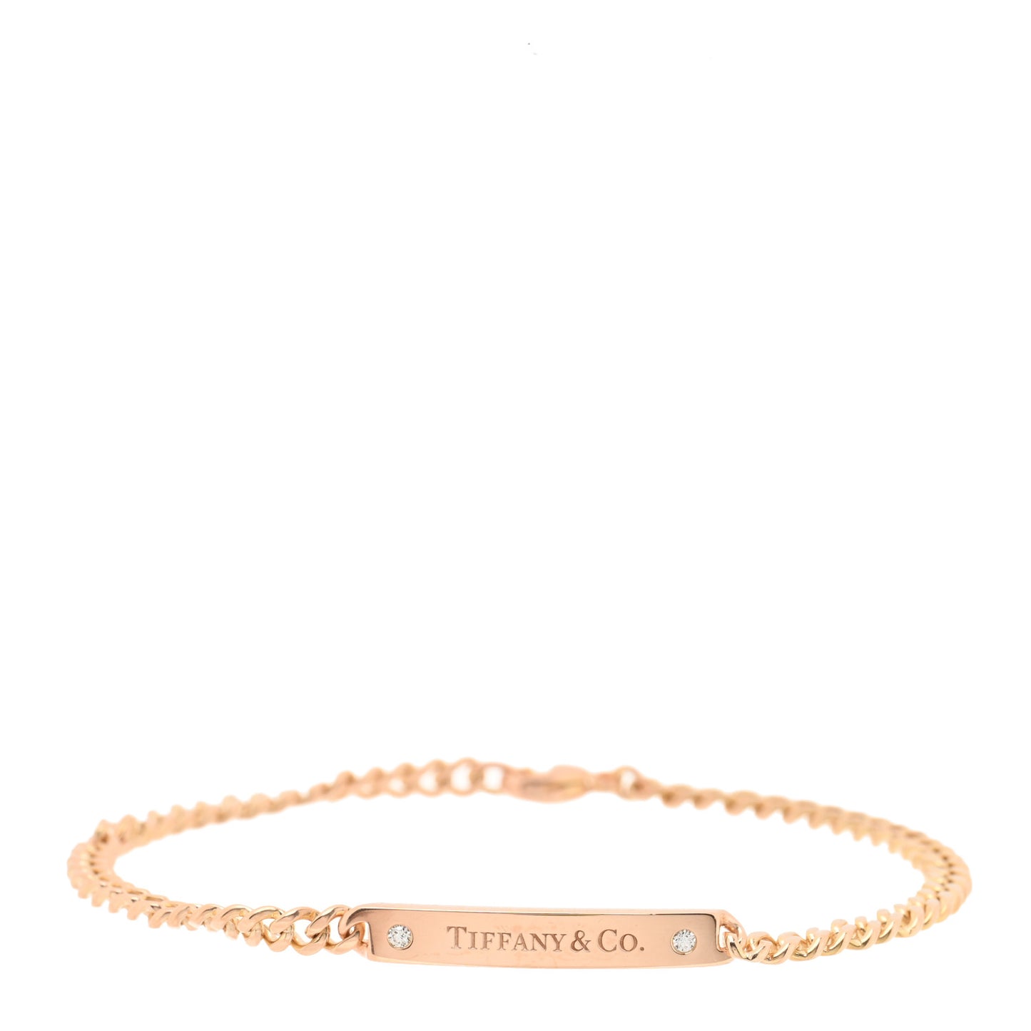 18K Rose Gold Diamond Micro Link ID Chain Bracelet
