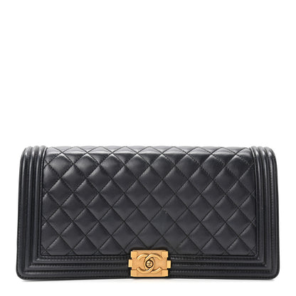Chanel Lambskin Quilted Boy Flap Clutch Black 1 of 11