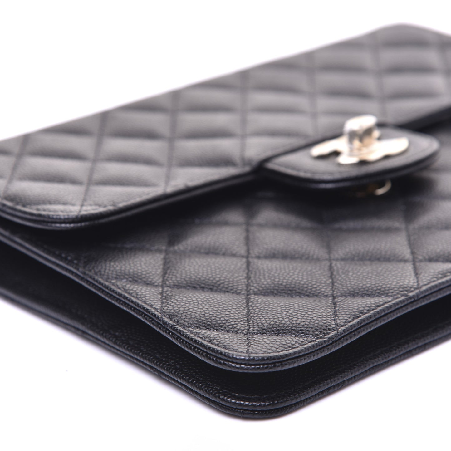 Caviar Quilted Square Flap Clutch Black