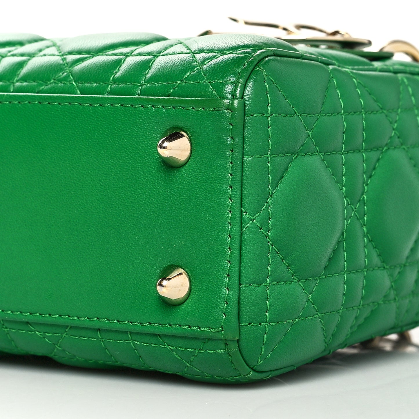 Lambskin Cannage Small Lucky Badges My Lady Dior Green