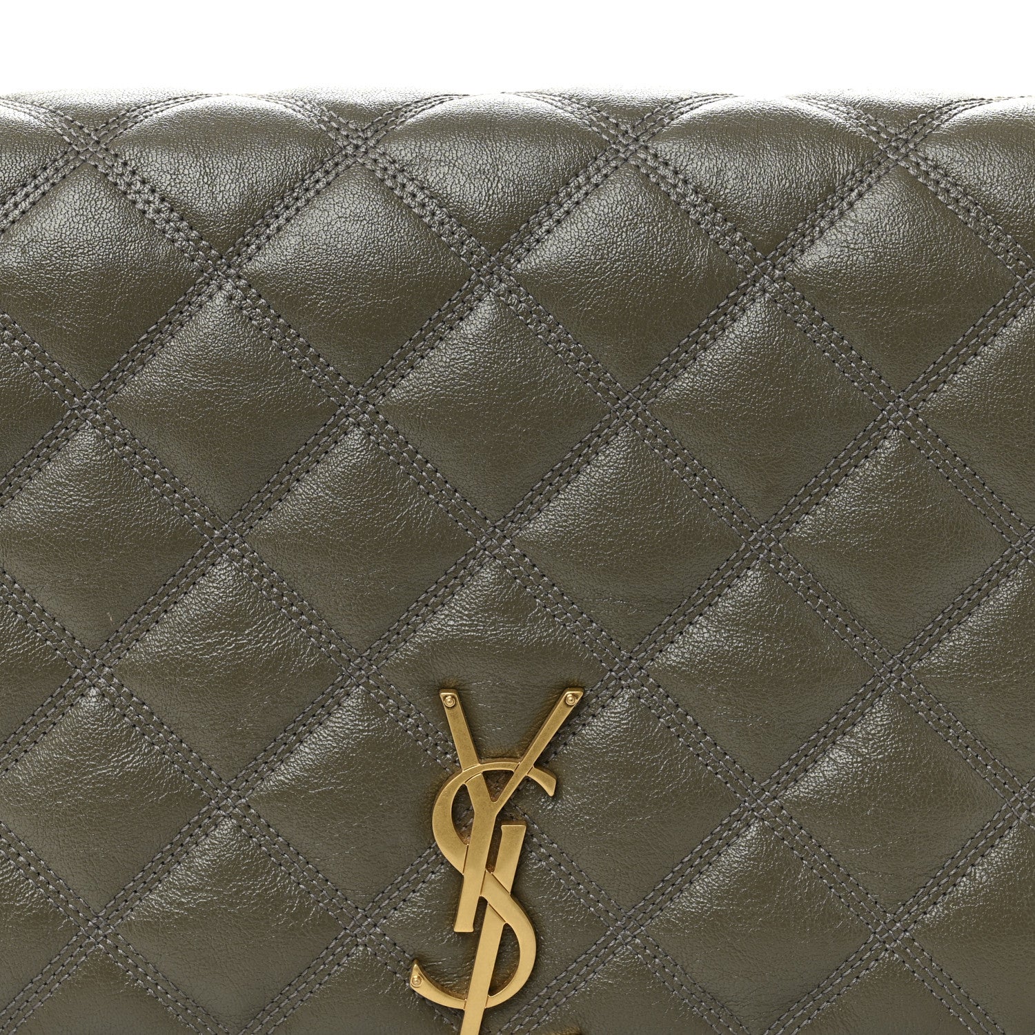 Saint Laurent Lambskin Quilted Mini Becky Chain Bag Grey Kaki 8 of 10