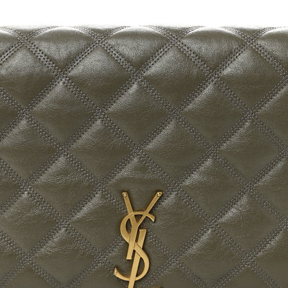 Saint Laurent Lambskin Quilted Mini Becky Chain Bag Grey Kaki 8 of 10