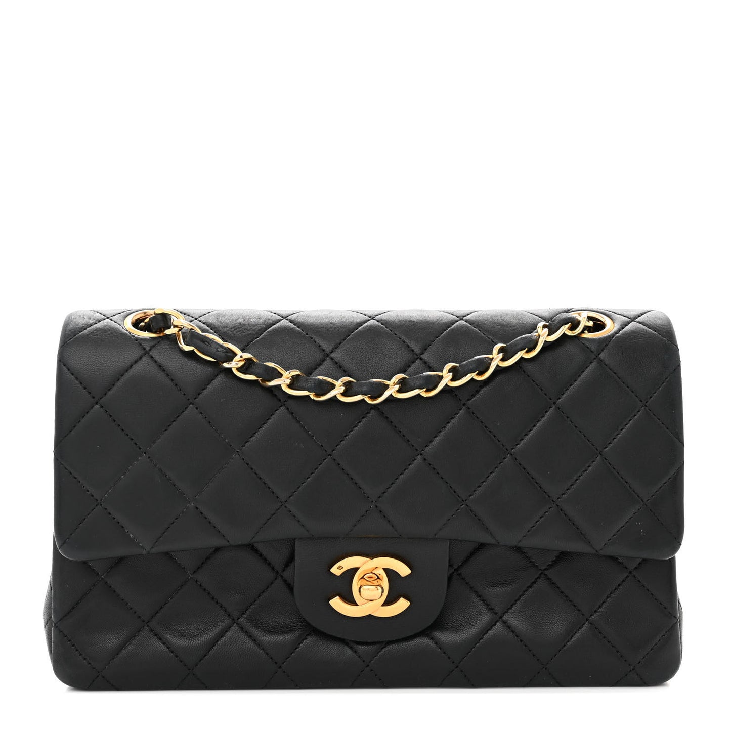 Lambskin Quilted Small Double Flap Black
