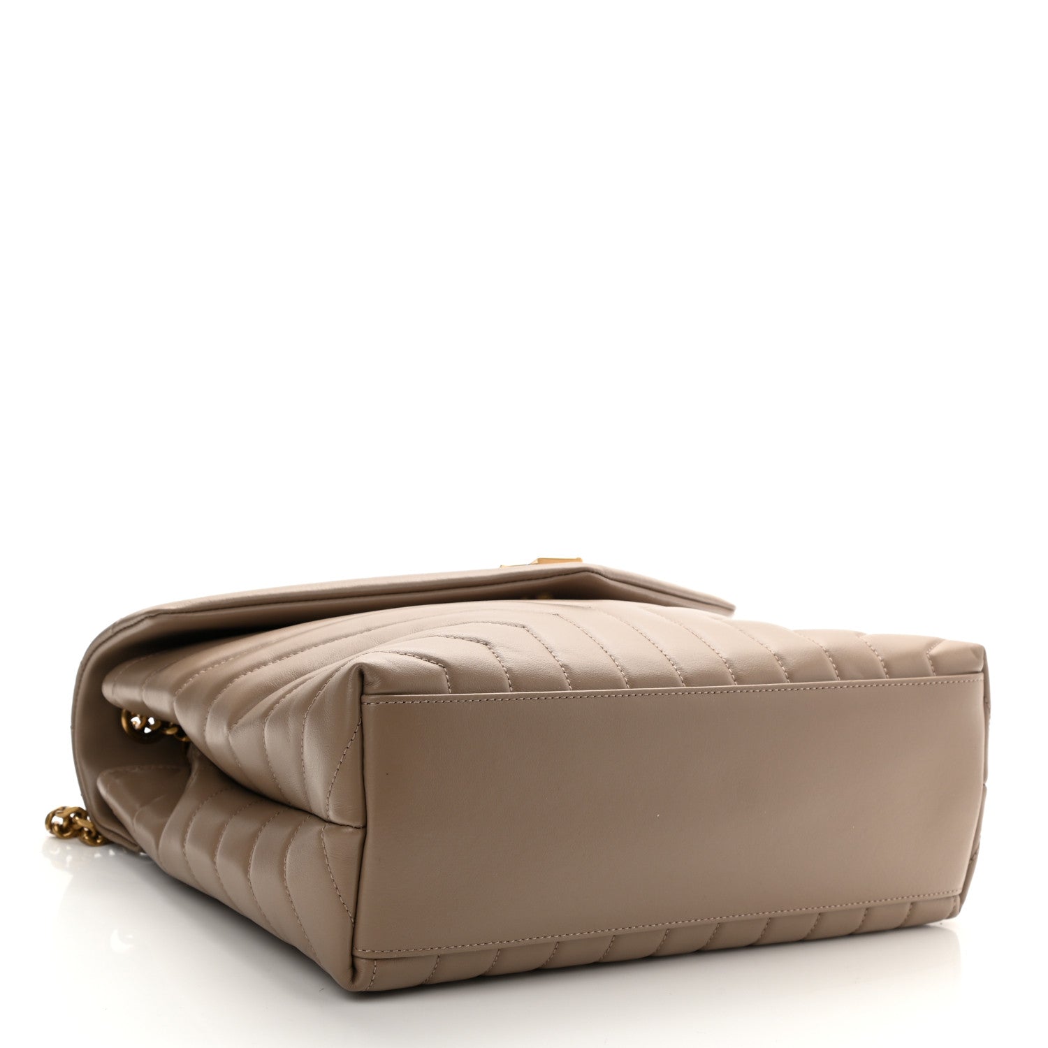 Saint Laurent Calfskin Y Quilted Monogram Medium Loulou Chain Satchel Dark Latte 3 of 7