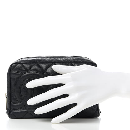 Chanel Aged Calfskin Quilted Cambon Cosmetic Case Black 2 of 10