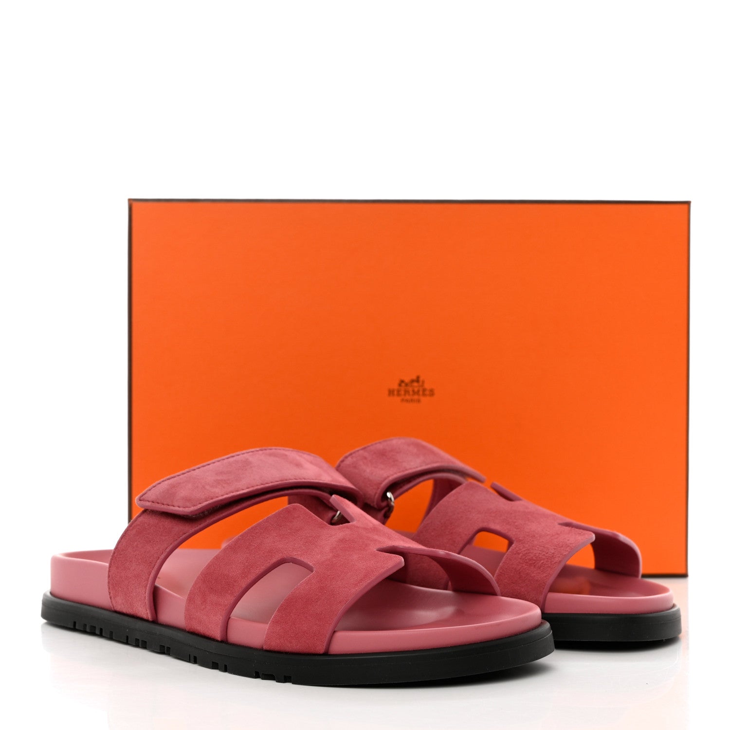Hermes Suede Goatskin Womens Chypre Sandals 38 Rose Aphrodite 9 of 9